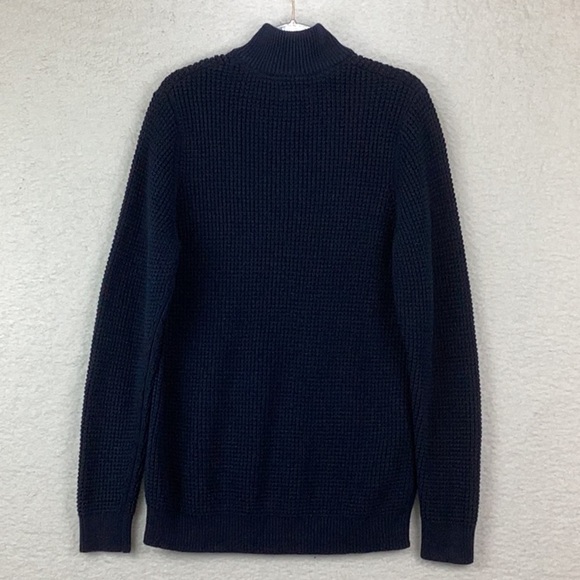 NWT L.L. Bean Mens Size Med. Tall Waffle Knit Sweater. Navy Blue. - Picture 4 of 8